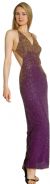 Backless  Beaded Formal Dress in Purple/Gold